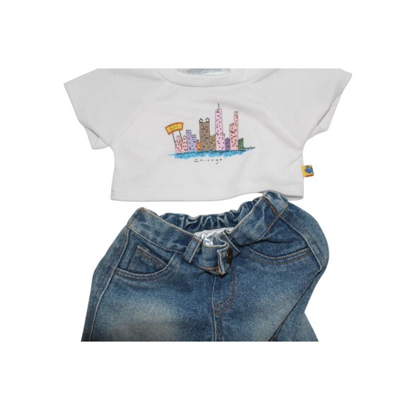 BAB Build A Bear Chicago T-Shirtand Denim Jean Shorts - Picture 3 of 8